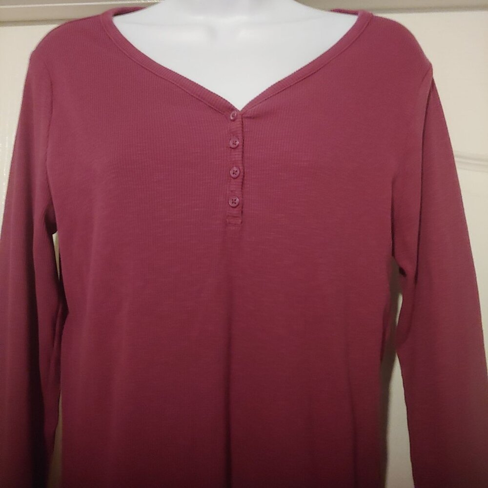 Duluth Ribbed Thermal L-Sleeve Shirt Camping Outdoors Walking Comfy Cranberry M - Picture 3 of 7